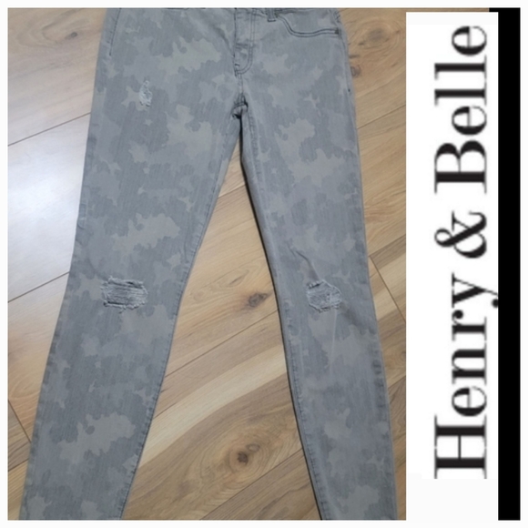 HENRY & BELLE Super Skinny Distressed Combat Print Jean - Picture 2 of 13